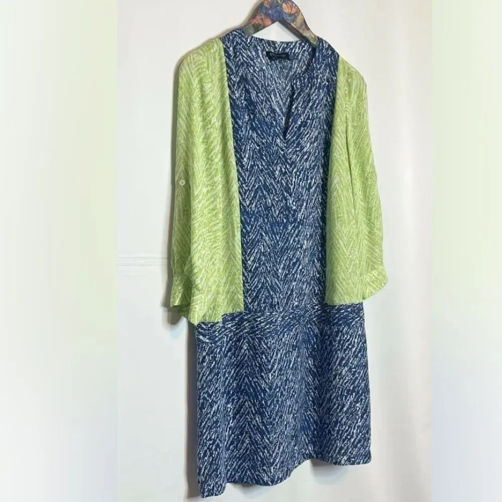 ETCETERA Oasis Shift Dress Size Medium Roll Tab Sleeves - Picture 4 of 9